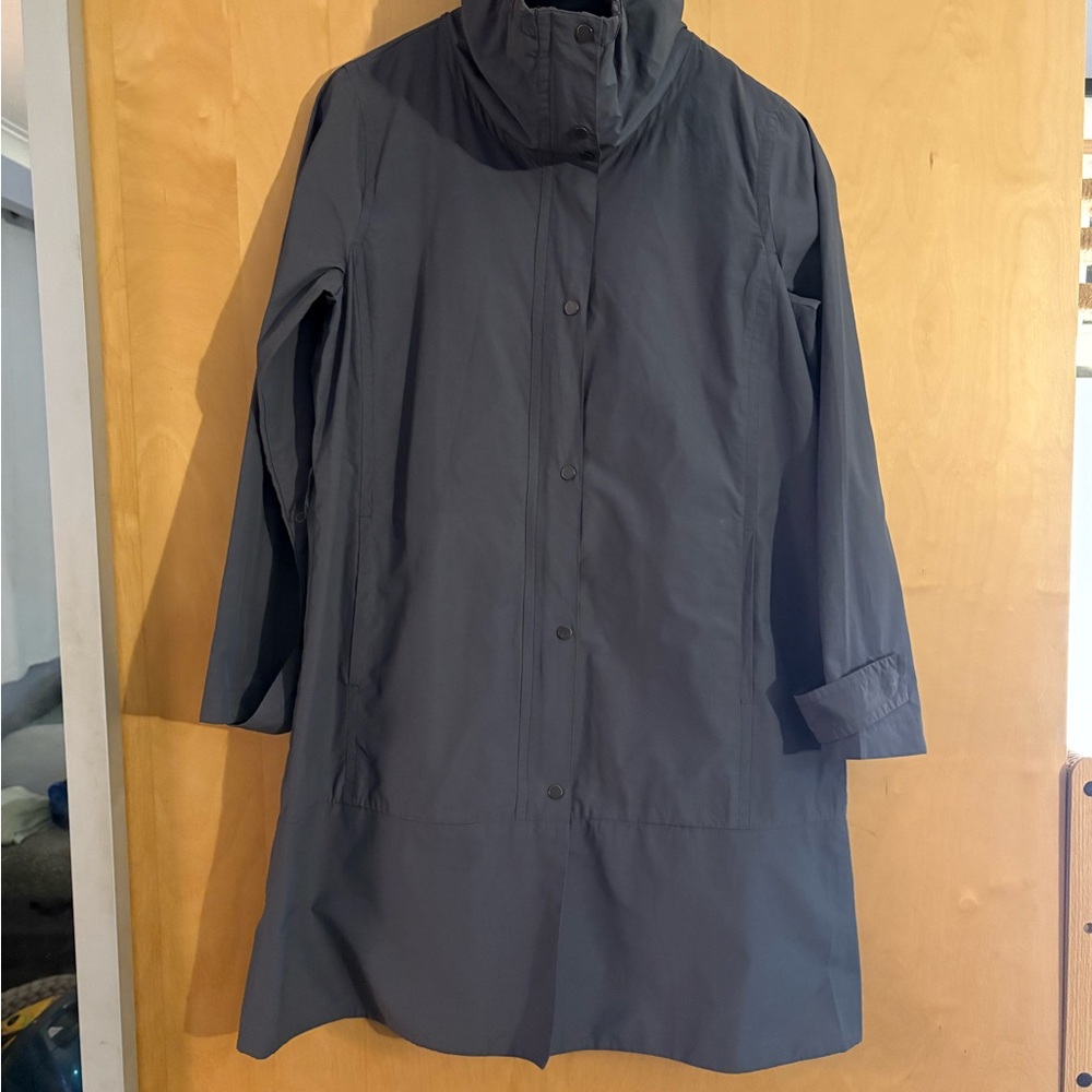 Eileen Fisher Gray Trench Coat Minimalist Design Weather-Resistant